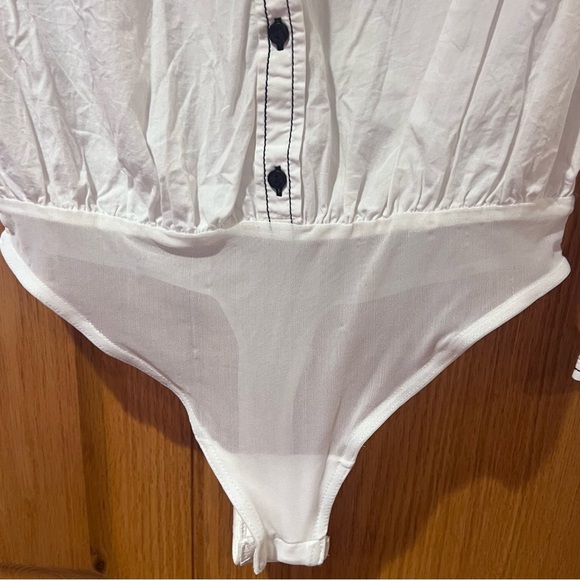 Free People Power Move Bodysuit Top White with Black Contrast Stitching Size XS - Picture 12 of 16